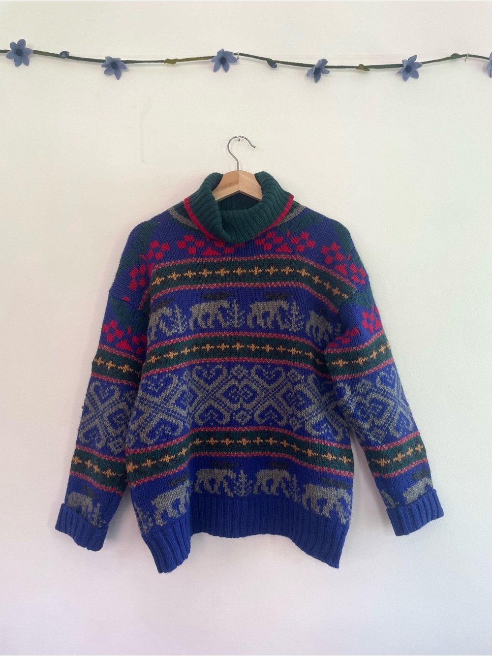 Vintage Wool Fair Isle Turtleneck Sweater